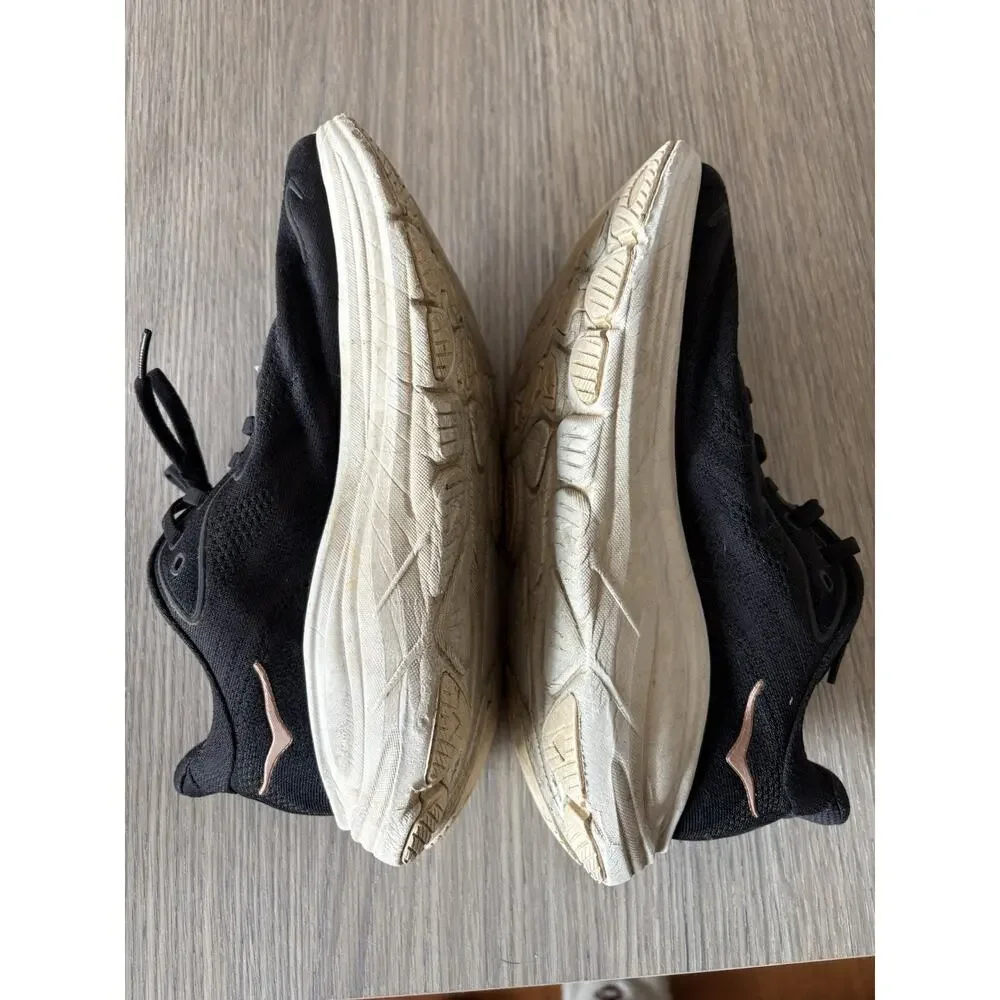 HOKA Clifton 10 Women’s Running Shoes Black Rose Gold Size 8.5B EU 40